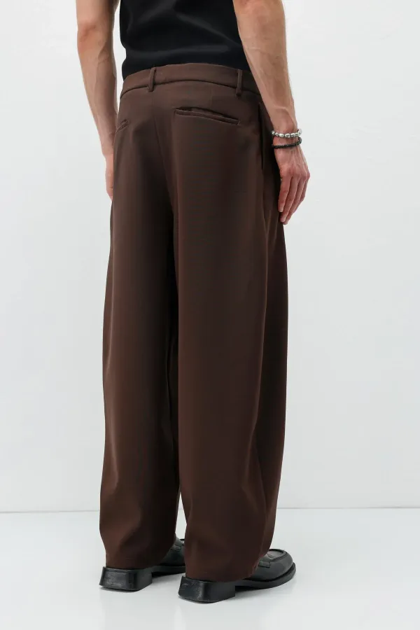 Barrel Fit Tailored Pantolon Kahve