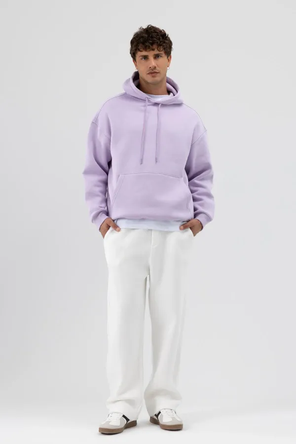 Sweat à capuche basique oversize lilas