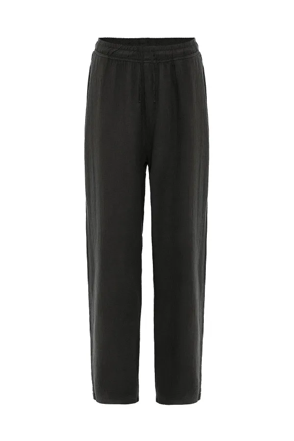 Baggy Fit Muslin Linen Trousers Anthracite