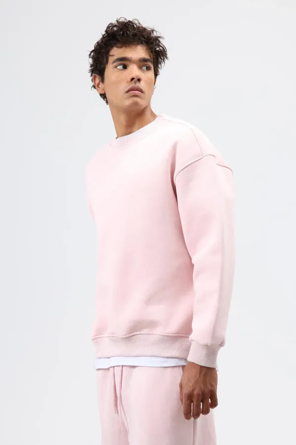 Sweat-shirt basique oversize délavé rose