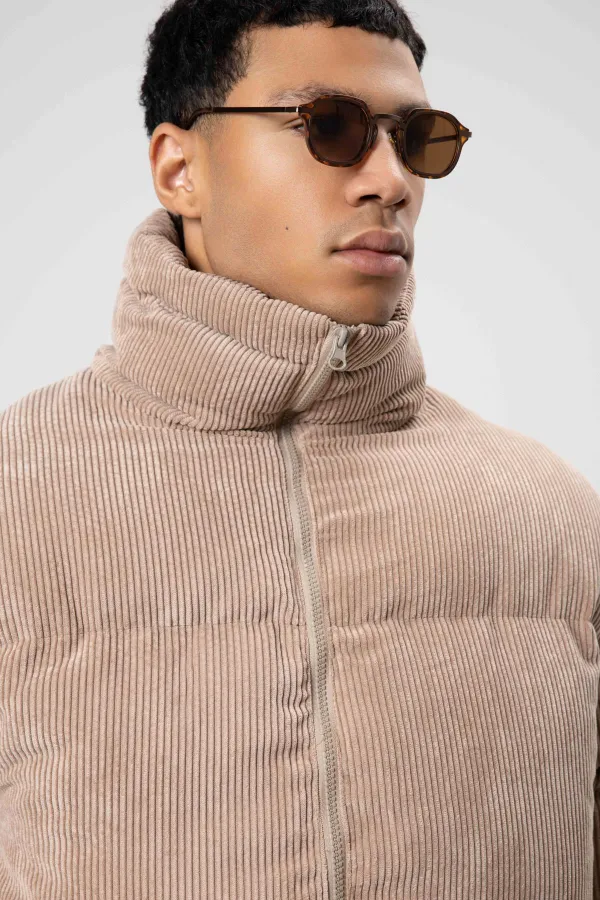 Doudoune oversize en velours beige