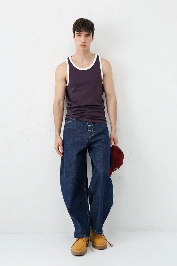 Oversize Askılı Tişört Mürdüm