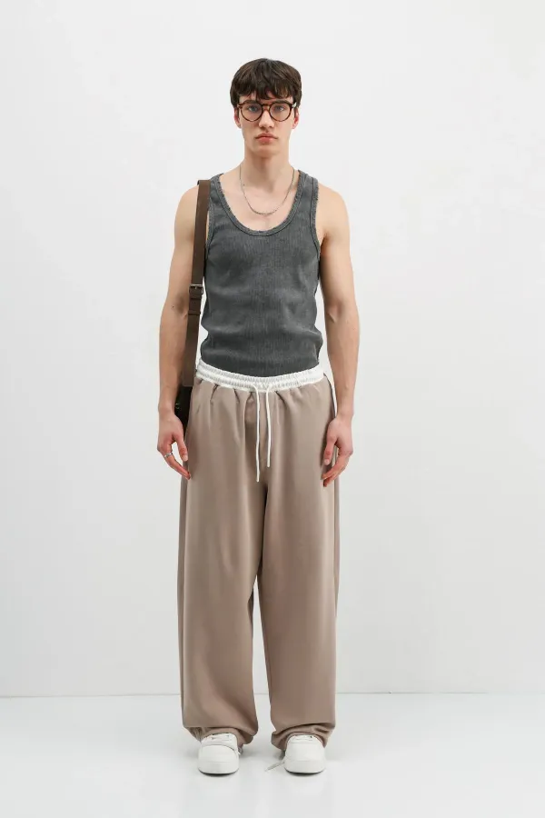 Baggy Fit Eşofman Alt Vizon