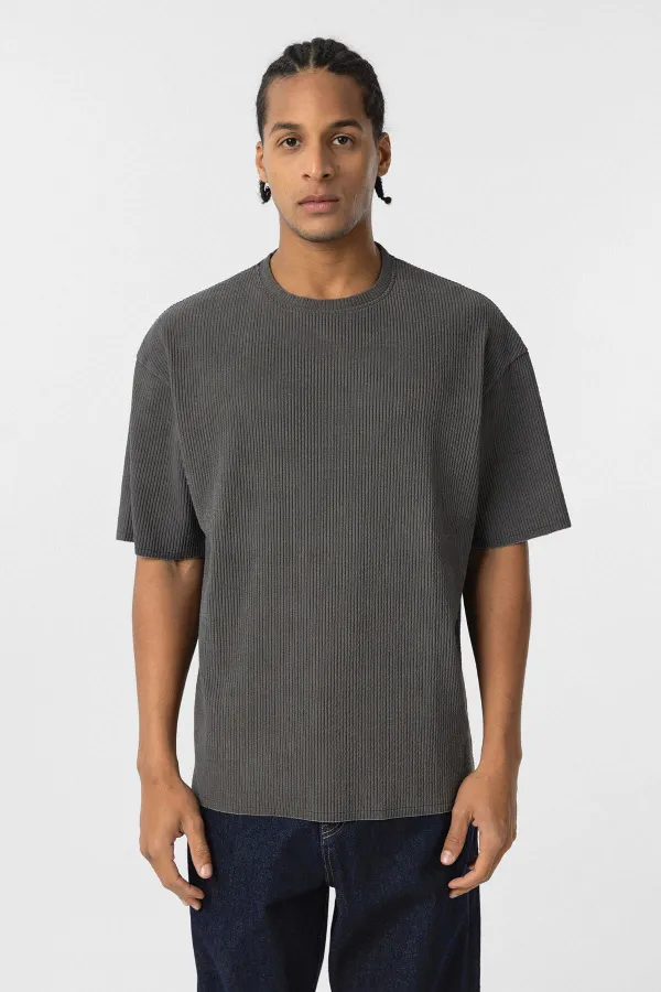 Yıkamalı Ottoman Basic Oversize Tişört Haki