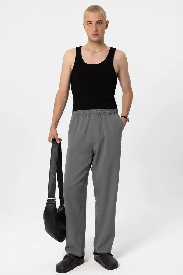 Rahat Kalıp Lyocell Kumaş Pantolon Gri