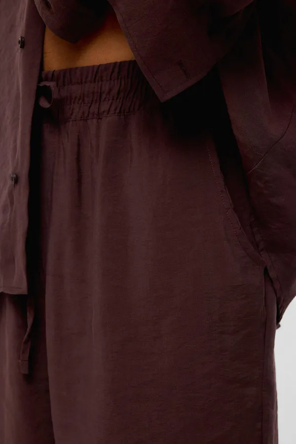 Baggy Fit Modal Kumaş Pantolon Kahve