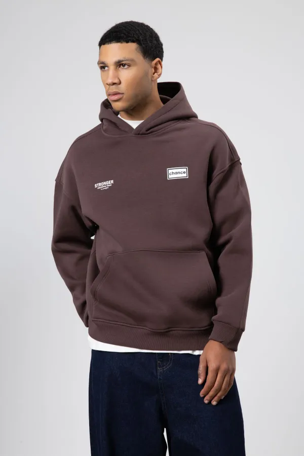 Sweat-shirt oversize imprimé au dos, couleur café