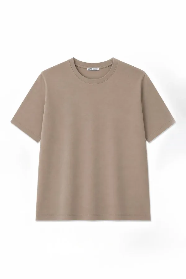 Basic Regular Fit Tişört Vizon Basic Regular Fit Tişört Vizon