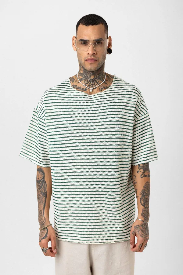 Benetton Striped Oversize Knit T-Shirt