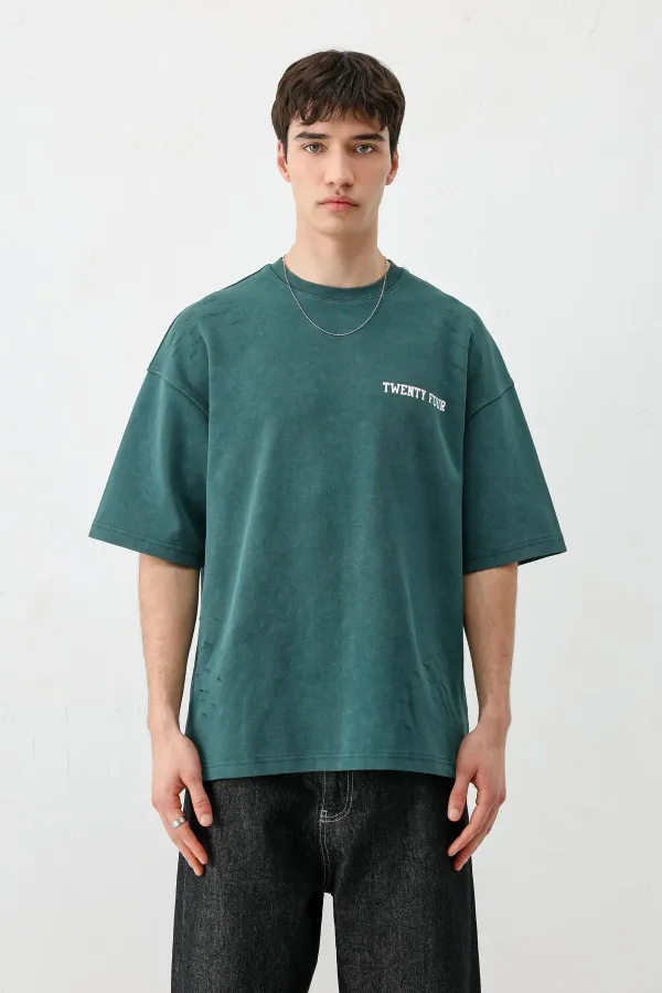 T-shirt oversize imprimé, bleu marine