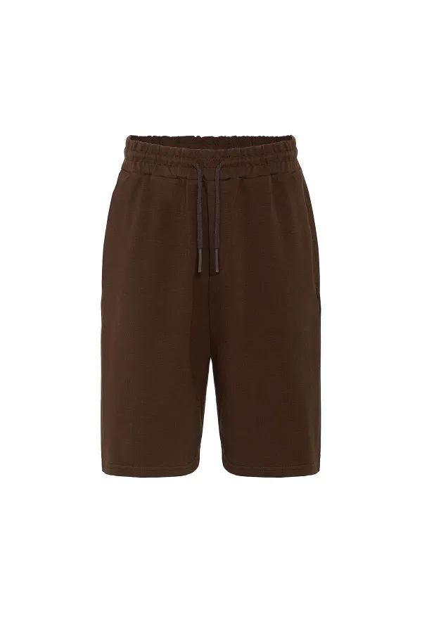 Basic Oversize Şort Takım Kahve