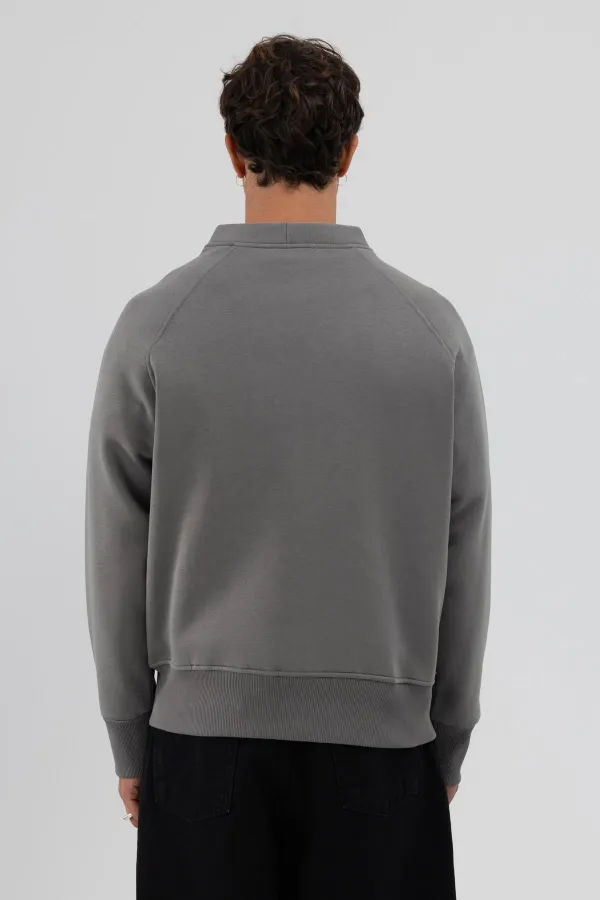 Sweat-shirt oversize à boutons, gris foncé