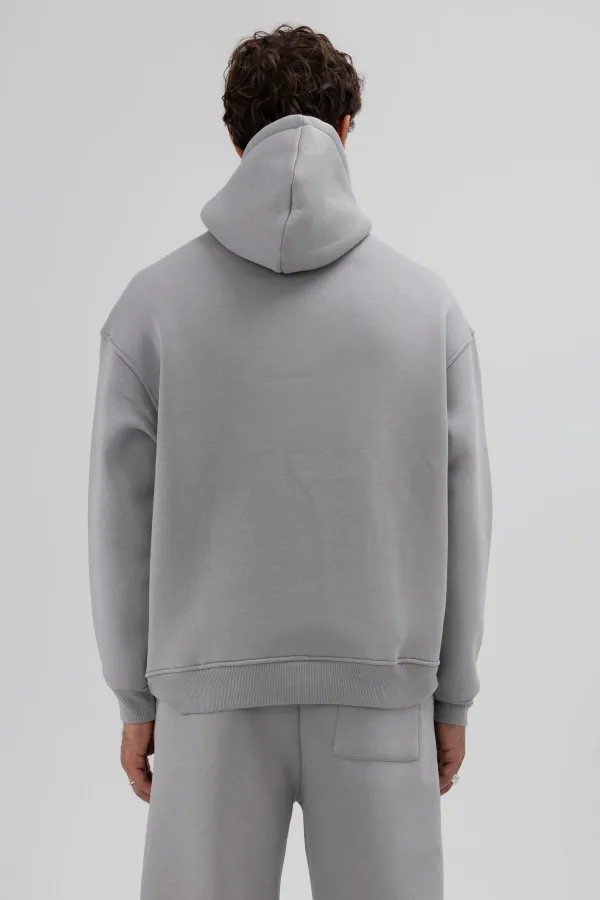 Sweat à capuche basique oversize gris