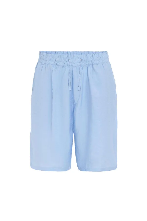 Oversize Modal Kumaş Bermuda Şort Mavi