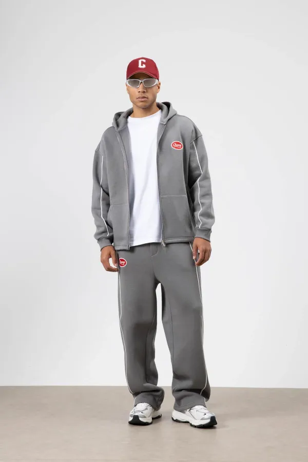 Çizgi Detaylı Oversize Eşofman Takım Füme