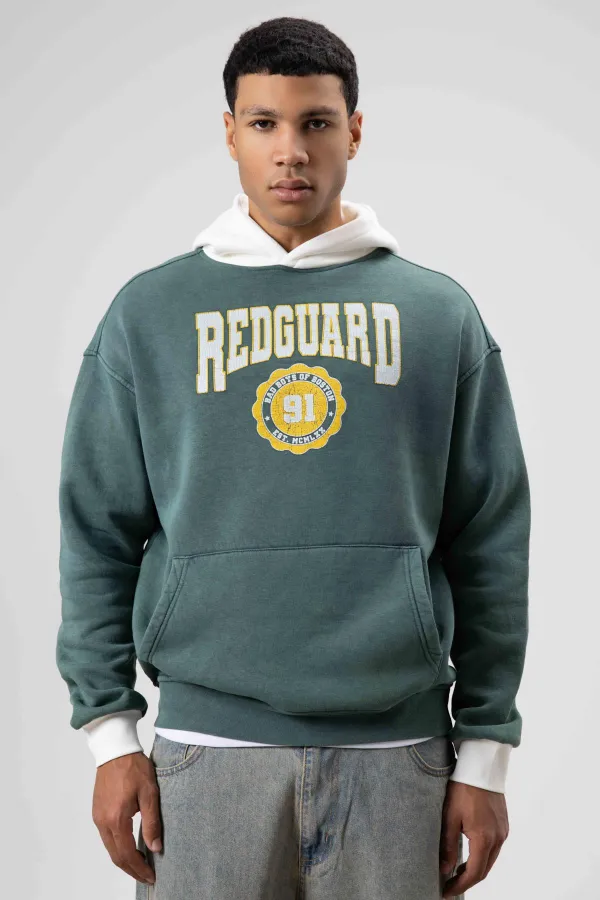 Oversize Baskılı Kapüşonlu Sweatshirt Nefti