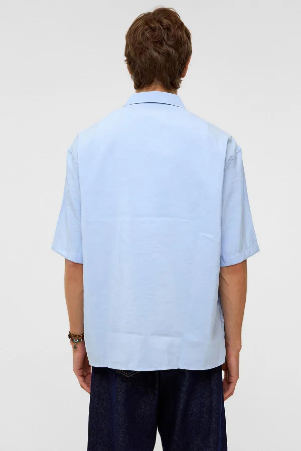 Basic Oversize Short-Sleeve Modal Shirt, Baby Blue