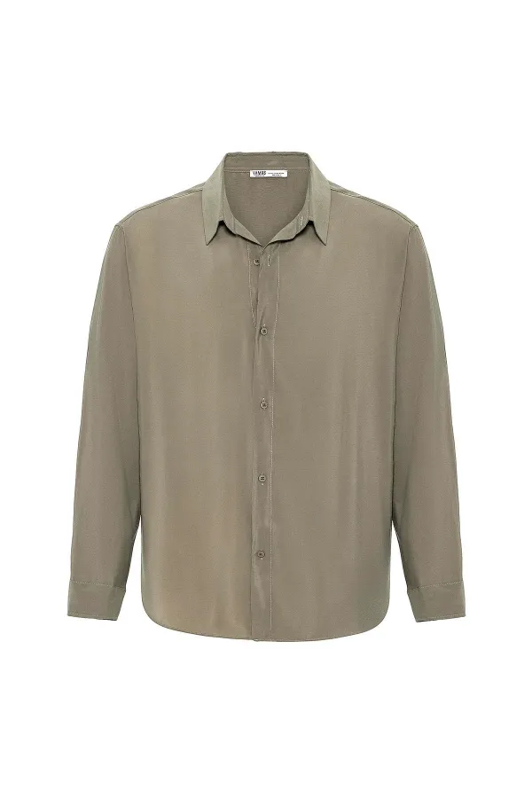 Oversize Modal Kumaş Gömlek Haki