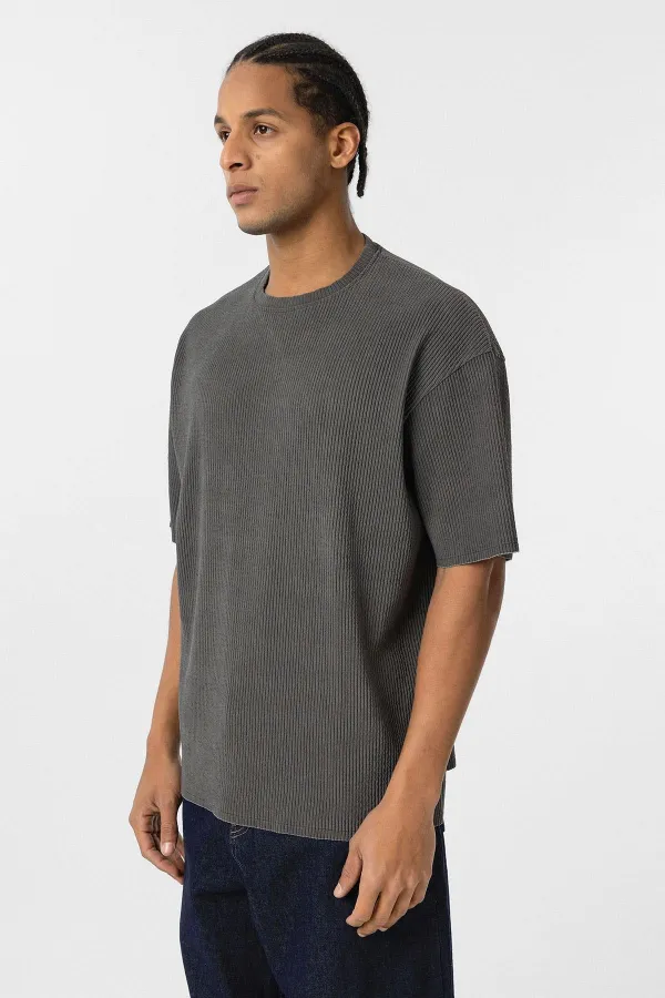 Yıkamalı Ottoman Basic Oversize Tişört Haki