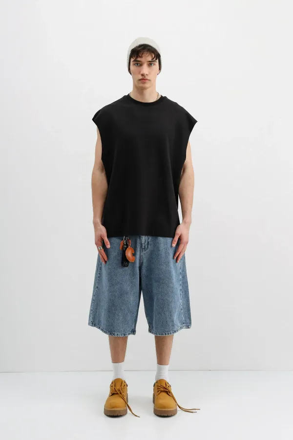 Oversize Kolsuz Basic Tişört Siyah