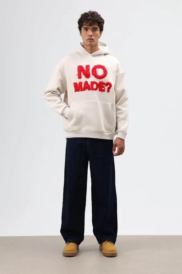 Sweat à capuche imprimé oversize bleu ciel