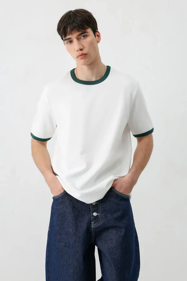 Kısa Kollu Regular Fit Tişört Ekru