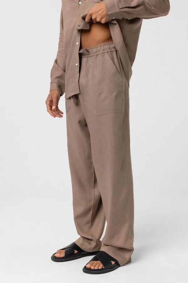 Pantalon ample en lin, couleur vison