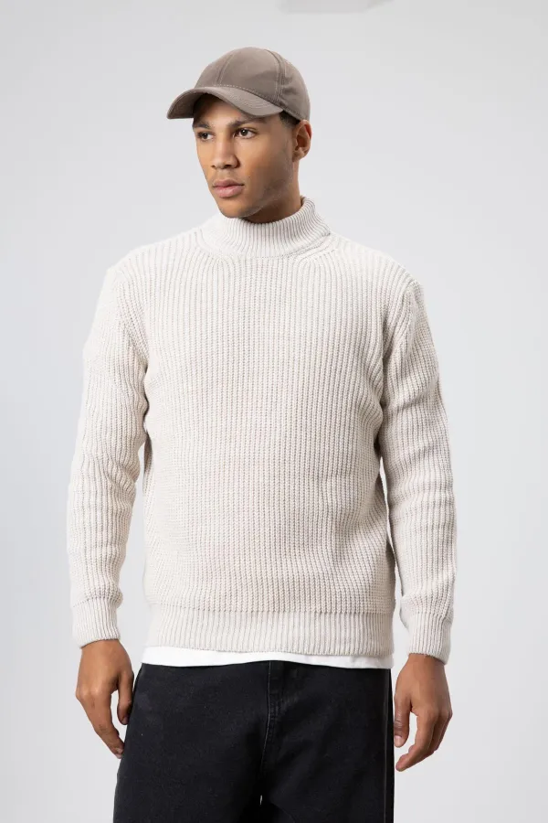 Yarım Balıkçı Yaka Triko Kazak Taş