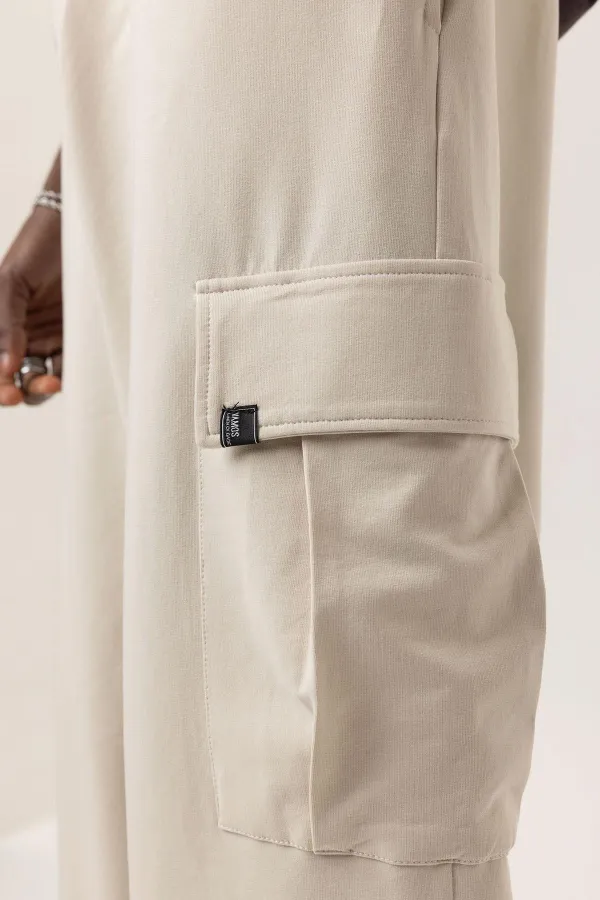 Bel Lastikli Kargo Baggy Pantolon Taş