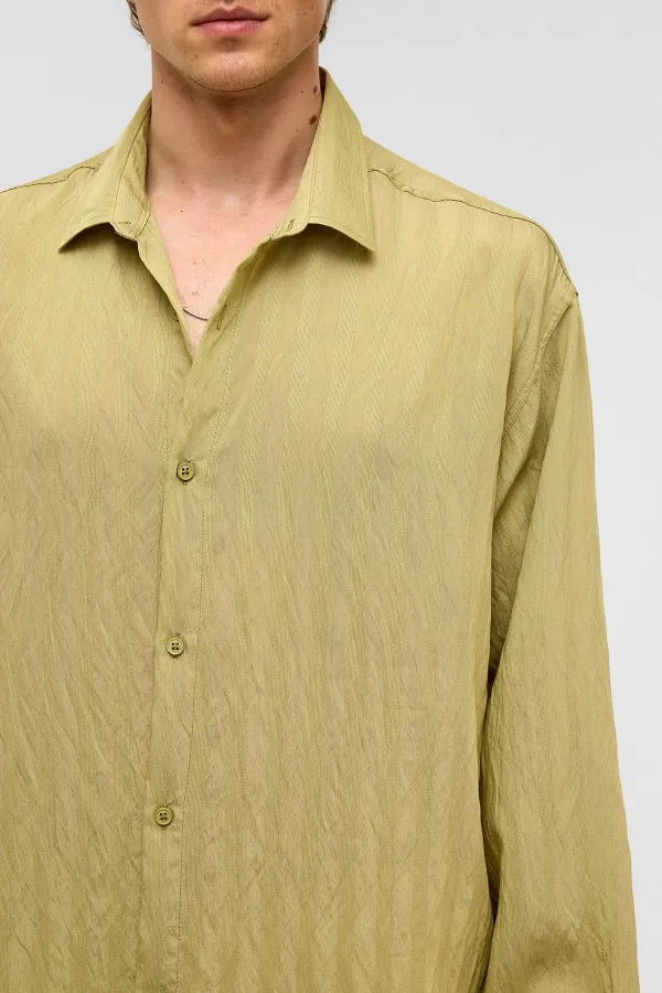 Oversize Long-Sleeve Modal Fabric Shirt, Green