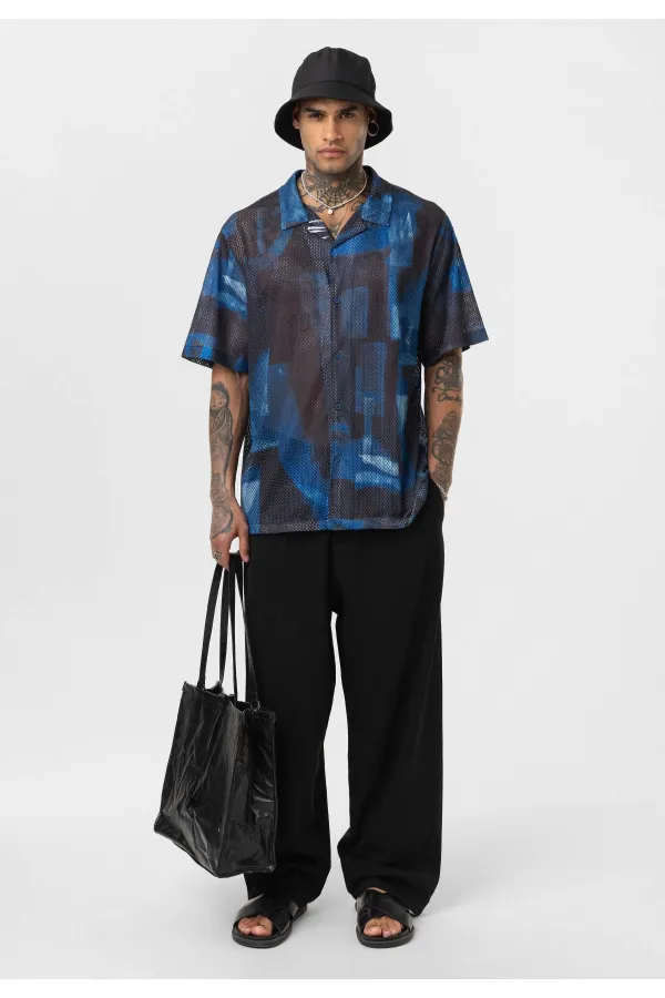 Patterned Corduroy Oversize Shirt Pattern-12