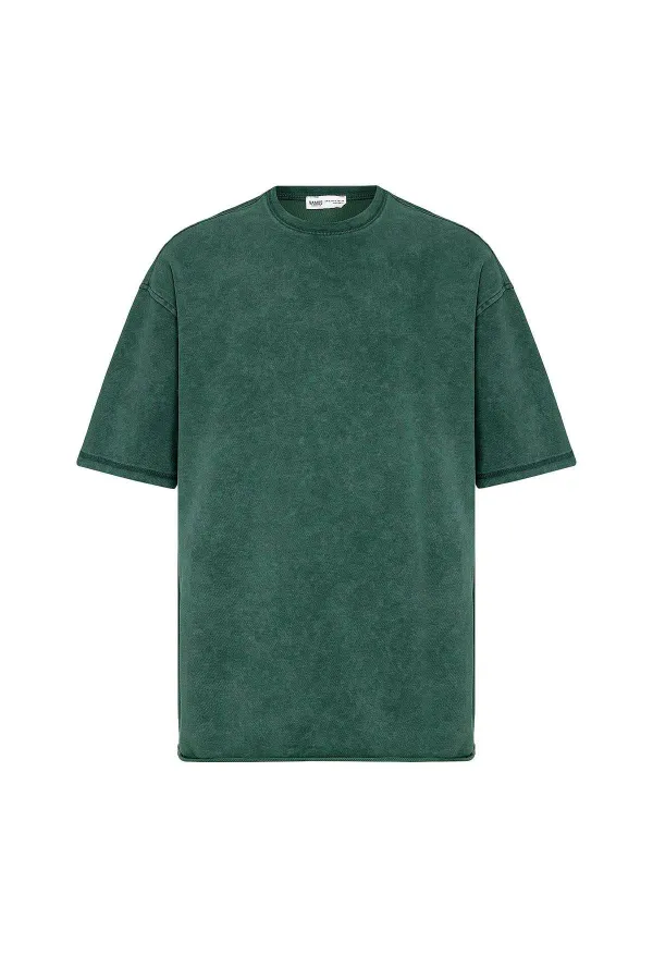 T-shirt basique oversize délavé, bleu marine