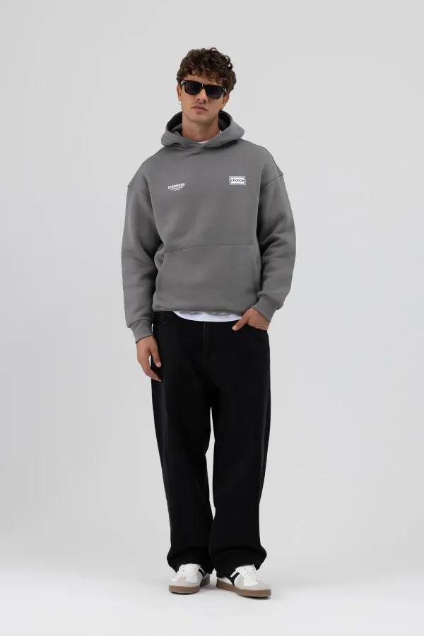 Oversize Arka Baskılı Sweatshirt Füme