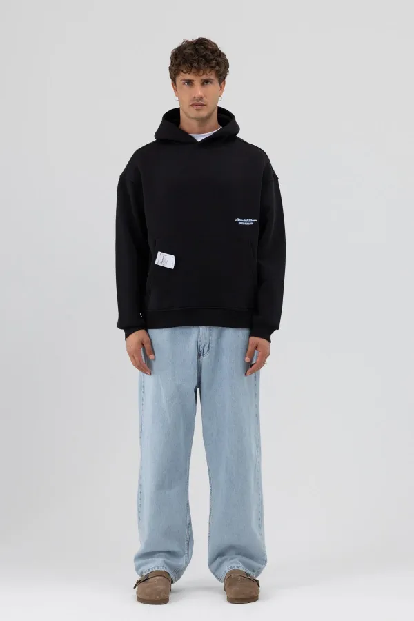 Sweat-shirt à capuche oversize imprimé noir