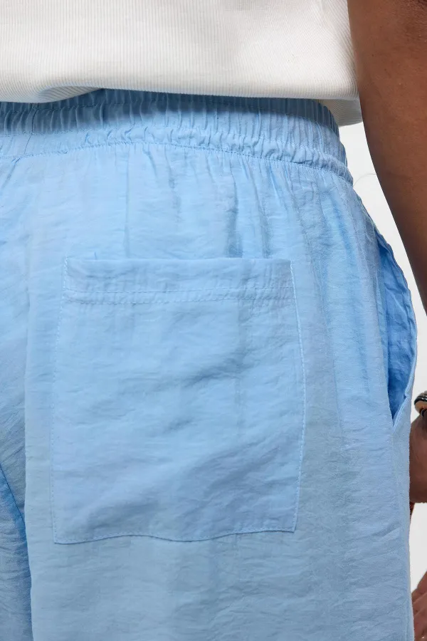 Oversize Modal Kumaş Bermuda Şort Mavi