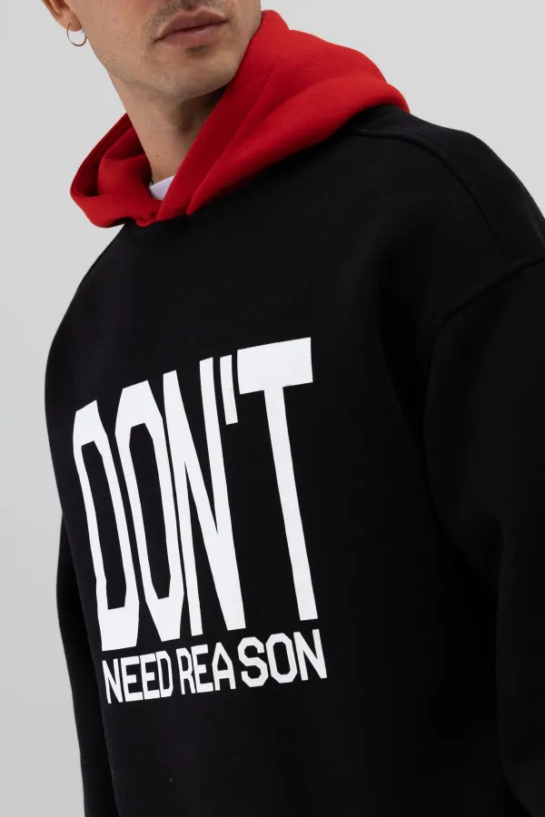 Sweat-shirt oversize noir imprimé bicolore