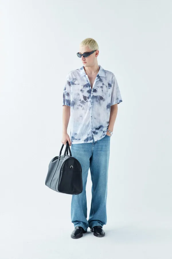 Patterned Corduroy Oversize Shirt Pattern-9