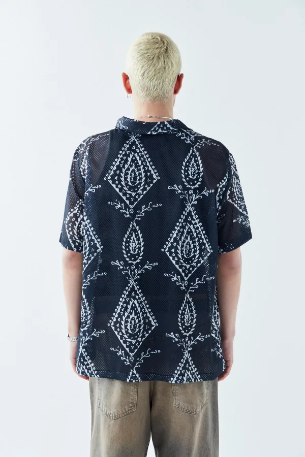 Patterned Corduroy Oversize Shirt Pattern-11