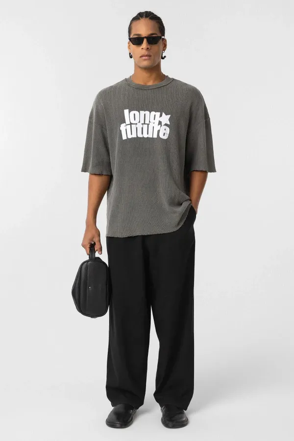 T-shirt oversize en maille délavée, couleur vison