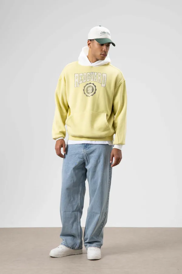 Sweat à capuche imprimé oversize jaune