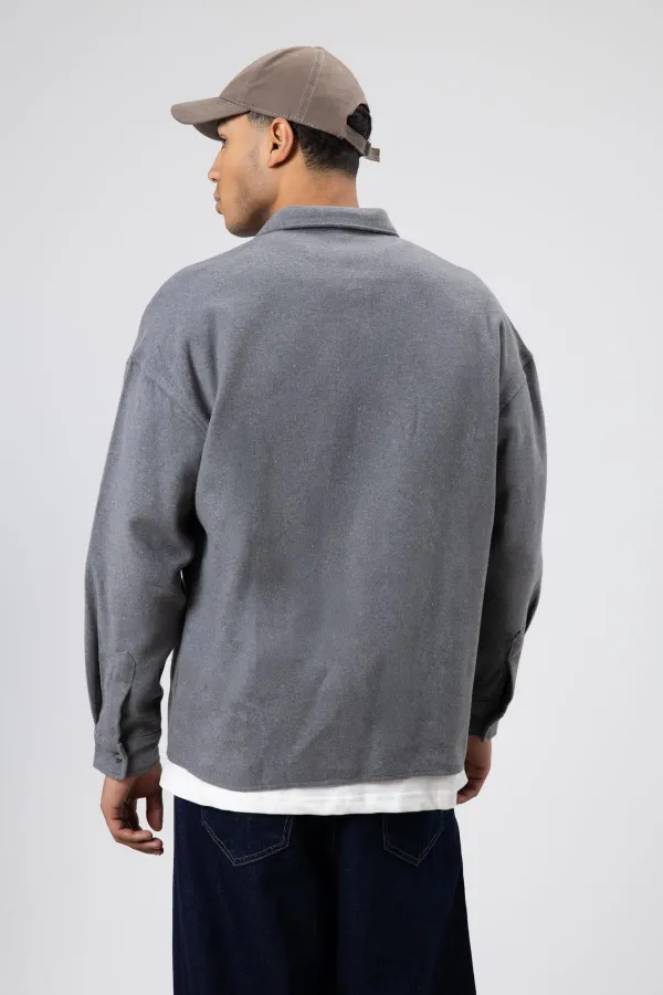 Veste chemise oversize texturée grise