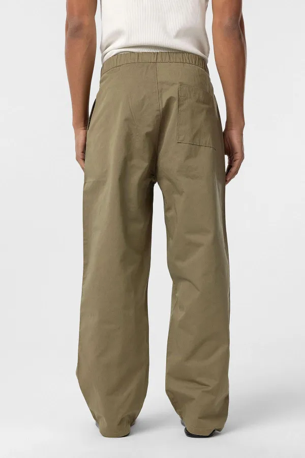Baggy Fit Gabardine Trousers Khaki