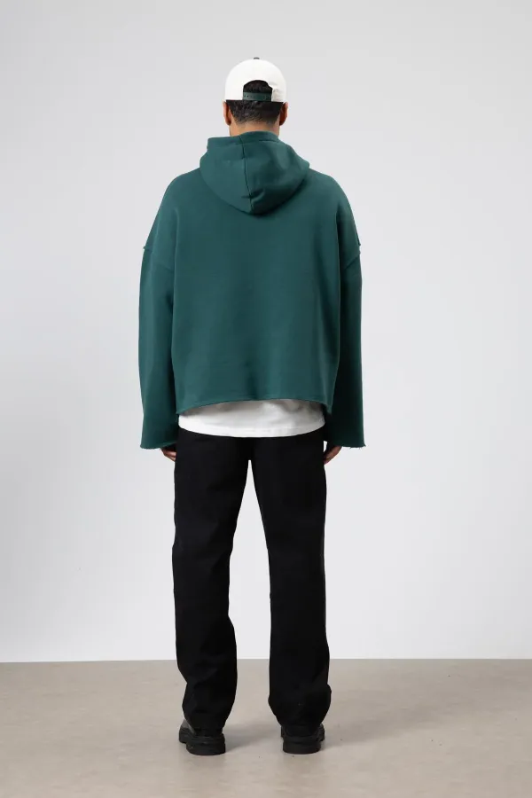 Basic Oversize Seamless Hooded Sweatshirt, Navy Blue