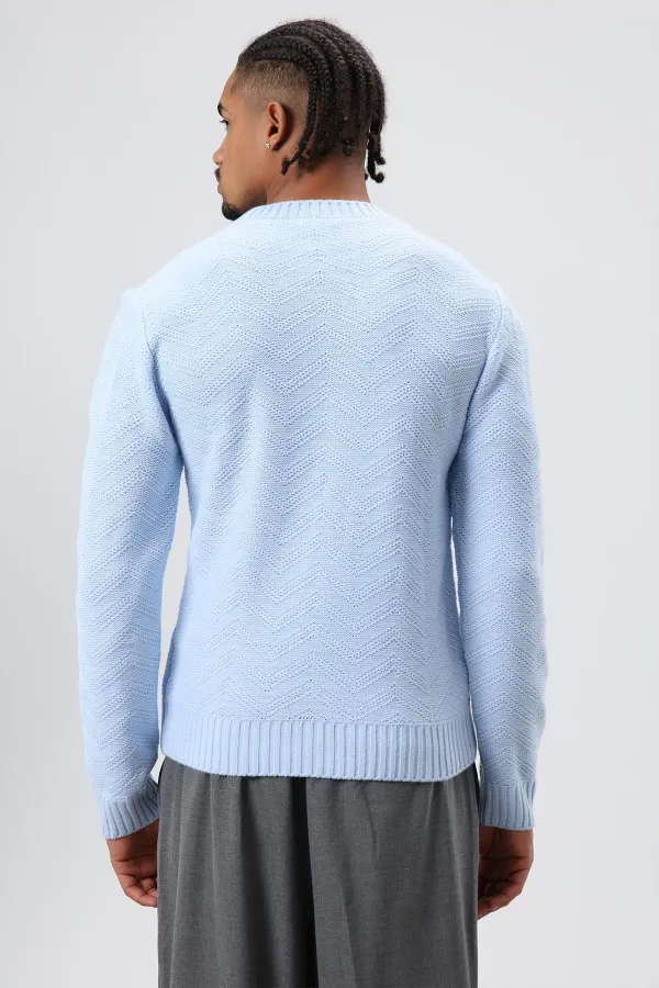 Pull oversize à col rond bleu ciel