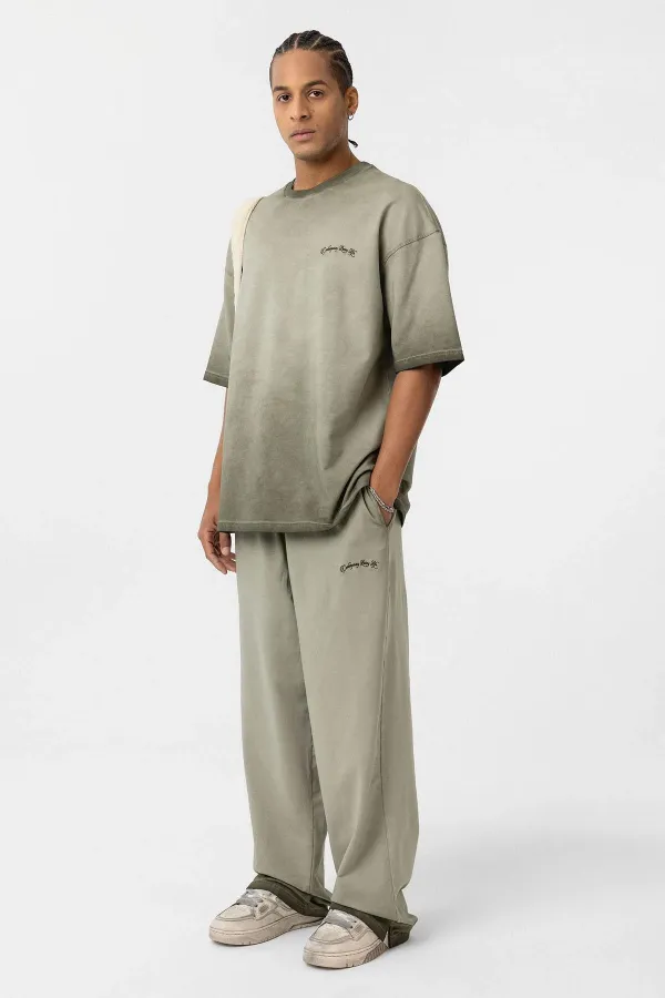 Yıkamalı Oversize Eşofman Takım Açık Haki