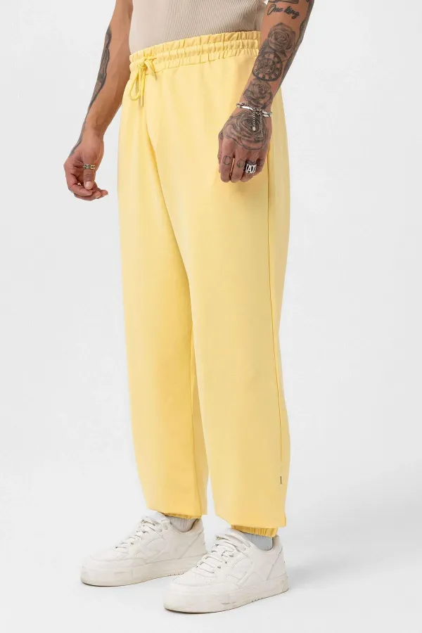 Paça Lastikli Basic Oversize Eşofman Takımı Sarı
