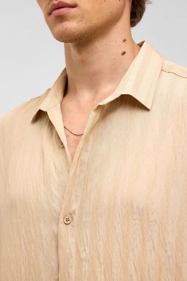Oversize Long Sleeve Modal Fabric Shirt Stone