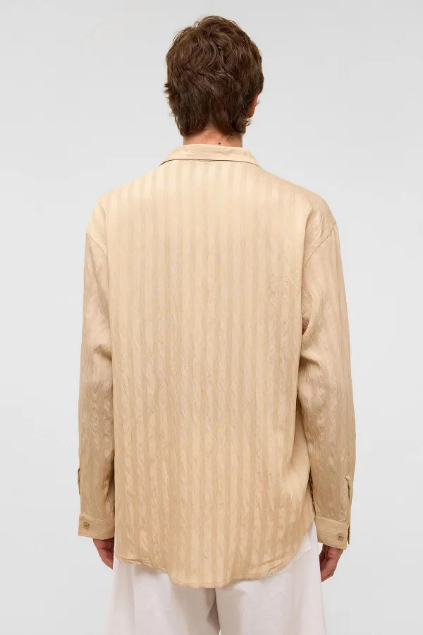 Oversize Long Sleeve Modal Fabric Shirt Stone