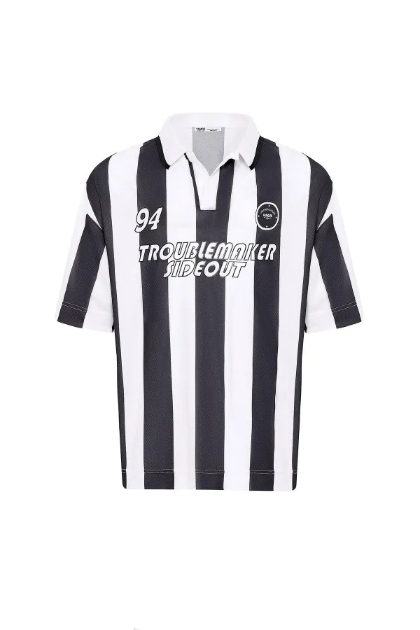 Oversize Polo Yaka Forma Tişört Siyah