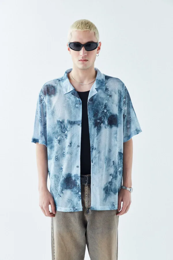 Patterned Corduroy Oversize Shirt Pattern-7